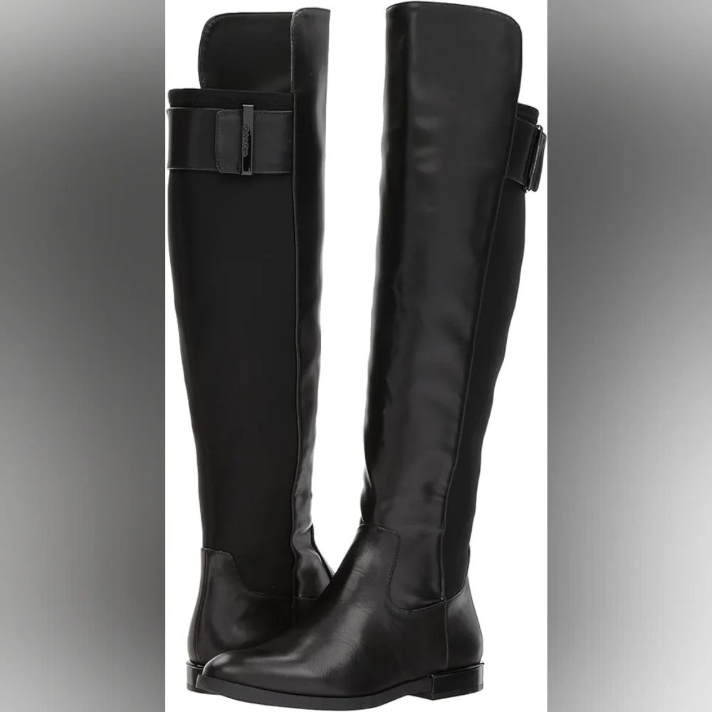 Calvin Klein PRIYA Black Cow Leather Boots 5.5 - Picture 9 of 10